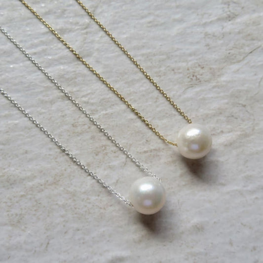 Galaxy Gold & Silver Pearl Pendant with Chain