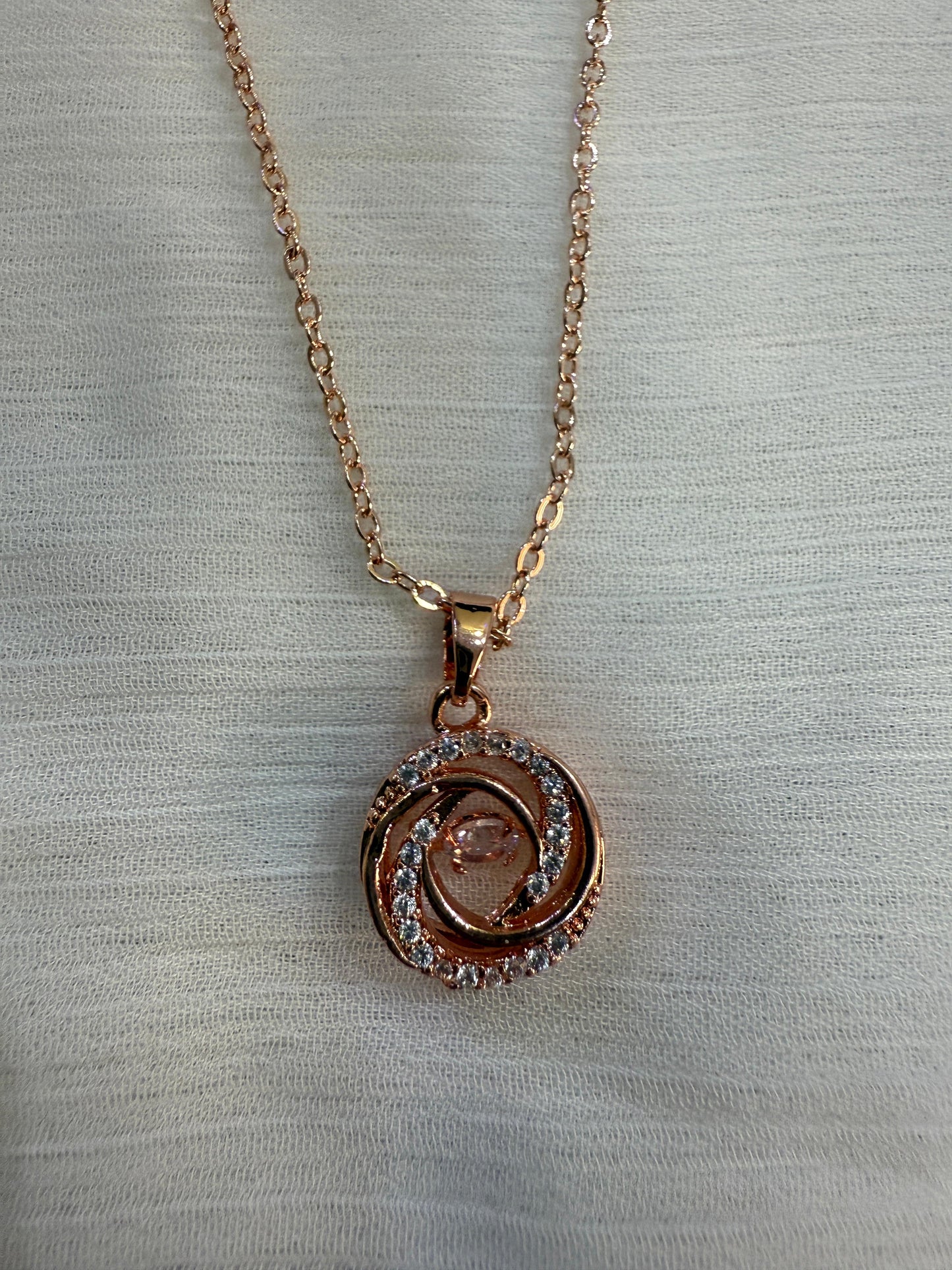 Rose Gold Swirl Diamond Pendant