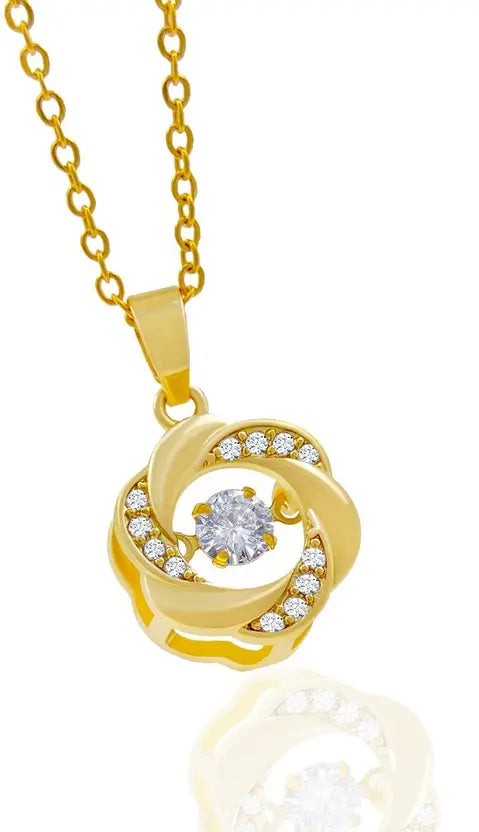 Golden Swirl Diamond Pendant Necklace